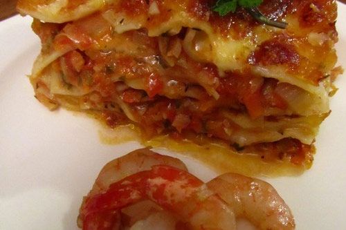 lasagne z krewetkami