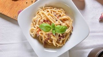 Spaghetti Carbonara na talerzu