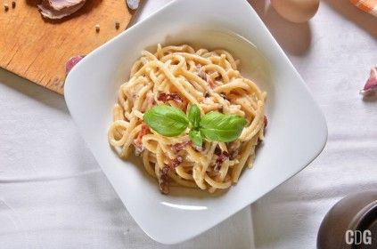 Spaghetti Carbonara na talerzu