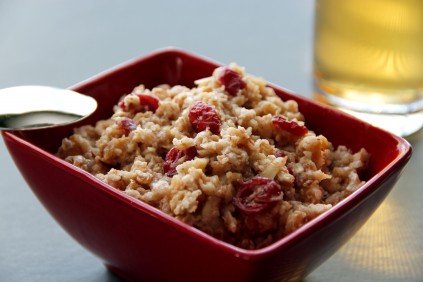 Bowl that had been filled with some delicious looking oatmeal